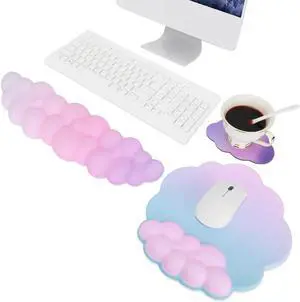 Keyboard Wrist Rest Mouse Pad Wrist Arm Support Set with Ergonomic Cute Memory Foam for Computer Office Laptop Gaming