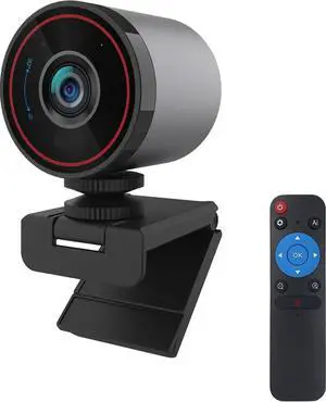 L52 4K Webcam, 1080P 60FPS, 90° FOV, AI Framing, Remote Control, Privacy Cover, Noise-Canceling Mic