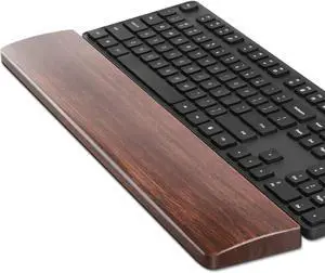 Ergonomic Walnut Keyboard Support with Mechanical Wrist Pad and Hard Palm Rest for Comfortable Typing