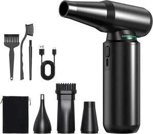 Compressed Air Duster with LED Flashlight, 300,000RPM Brushless Motor Electric Air Duster, 3-Gear Adjustable Mini Blower