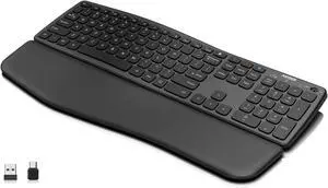 Bluetooth Universal Wave Comfortable Keyboard with Palm Rest - Multi-Device Full Size Wireless Keyboard