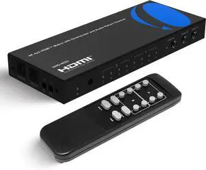 4K HDMI Matrix Switch 4 X 2, Switcher 18G UltraHD with Arc Supports Upto 4K @ 60Hz & 1080P IR Remote Control rix Selection