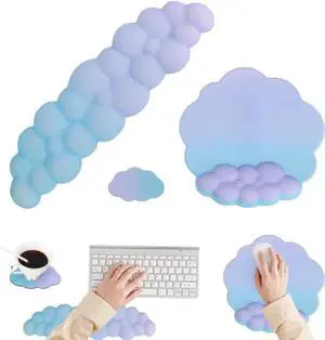 Cloud Mouse Keyboard Wrist Rest:Cute Wrist Rest Set -Ergonomic Memory Foam Wrist Support Pad with Non-Slip Base
