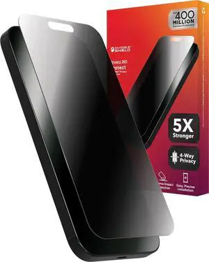 Glass Elite Privacy 360 iPhone 15 Pro Screen Protector - 5X Stronger with Reinforced Edges, 4-Way Privacy Filter