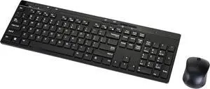 Wireless Keyboard and Mouse Combo, Full-Sized, QWERTY Layout, 2.4 GHz USB Plug & Play Receiver, Sleek Design, Black