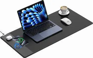 Wireless Charging Mouse Pad, Mousepad with Ultra-Smooth Surface, Non-Slip Base, 31.5"x15.75" XXL Large Desk Pad, for MacBook, PC, Laptop