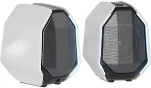 D-ONE 30W PC Gaming Computer Speakers for Laptop, Mac, Desktop Computer, Woofer Speakers, Bluetooth, USB, 3.5mm AUX Inputs, RGB Lights, Multimedia Speakers, White D-ONE 30W PC Gaming Computer Speakers for Laptop, Mac, Desktop Computer, Woofer Speakers, Bluetooth, USB, 3.5mm AUX Inputs, RGB Lights, Multimedia Speakers, White