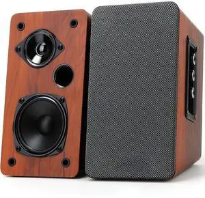 50W Wooden Bookshelf Speakers, Passive 2.0 Computer Speakers,PC Speaker Bluetooth/RCA/AUX3.5mm/USB Inputs TV Speakers for TV/PC/Laptop/Turntable, Strong Bass TV/Turntable Speaker