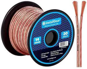 for 14 Gauge AWG 30ft Speaker Wire Cable Clear