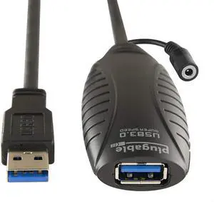 for10 Meter (32 Foot) USB 3.0 Active Extension Cable with AC Power Adapter and Back-Voltage Protection