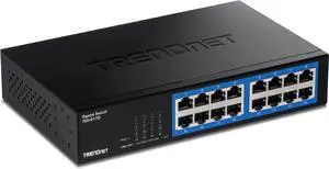 FOR-16-Port Gigabit Desktop Switch TEG-S17D 16 x Gigabit RJ-45 Ports 32Gbps Switching Capacity Fanless Design Metal Enclosure Internal Power Supply Lifetime Protection Black