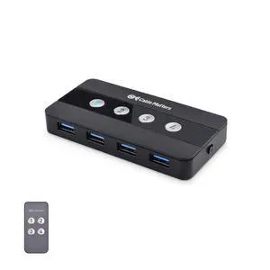 FOR 4 Port USB 3.0 Switch Hub USB Sharing Switch for 4 Computers and USB Peripherals - Button or Wireless Remote Control Swapping - Includes a USB-C Adapter for USB-C and Thunderbolt 3