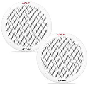 for65 Inch Dual Marine Speakers 2 Way Waterproof and Weather Resistant Outdoor Audio Stereo Sound System with 400 Watt Power Polyprone Cone and Butyl Rubber Surround 1 Pair PLMR605W White