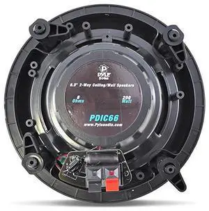 FOR 65 2Way Midbass Speakers Pair of inWallinCeiling Woofer Speaker System 12 High Compliance Polymer Tweeter Flush Mount Design w 60Hz 20kHz Frequency Response 200 Watts Peak PDIC66