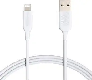 forAmazon Basics Lightning to USB Cable - MFi Certified Apple iPhone Charger White 6-Foot (2-Pack) (Durability Rated 4000 Bends)