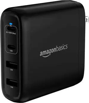 FOR Amazon Basics 100W Four-Port GaN Wall Charger with 2 USB-C Ports (65W + 18W) and 2 USB-A Ports (17W) - Black (non-PPS)