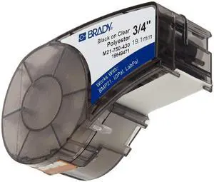 for Brady M21-750-430 21' Length, 0.75" Width, B-430 Clear Polyester, Black On Clear Color, BMP 21 Mobile Printer ID PA