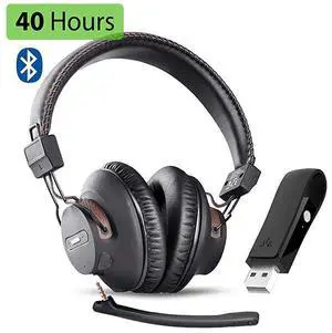 DG59M Wireless Gaming Headphones Set wDetachable Boom Mic Bluetooth USB Audio Dongle Compatible with PS4 PS5 PC Laptop Computer Chat Music Easy Mute No Delay 40hrs Play Time