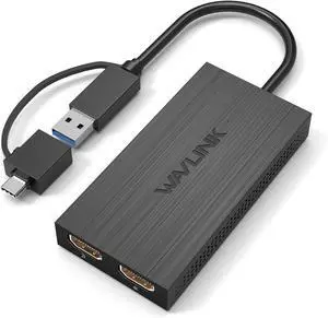 FOR-USB 3.0 or USB C to HDMI Adapter for Dual Monitors Universal Video Graphics Adapter for Mac and Windows Thunderbolt 3/4 USB 3.0 or USB-C 1080p@60Hz
