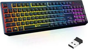 KLIM Chroma Wireless Keyboard RGB Backlit Gaming, Rechargeable Battery, PC Keyboard, Durable & Water-Resistant, Compatible with PS4, PS5 & Mac - Black KLIM Chroma Wireless Keyboard RGB Backlit Gaming, Rechargeable Battery, PC Keyboard, Durable & Water-Resistant, Compatible with PS4, PS5 & Mac - Black