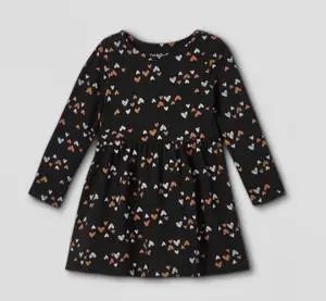 Cat & Jack Black Heart Girl Dress, 4T Cat & Jack Black Heart Girl Dress, 4T