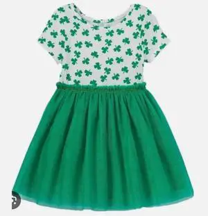 Cat & Jack White Shamrock Girl Dress, 2T Cat & Jack White Shamrock Girl Dress, 2T