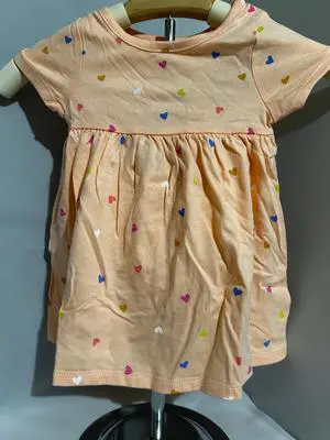 Cat & Jack Peach Heart Girl Dress, 12Month Cat & Jack Peach Heart Girl Dress, 12Month