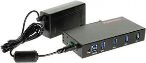 Gearmo 4-Port USB 3.0 Rugged Industrial DIN Rail & Surface Mount Hub, 5Gbps Speeds, Surge Protection, 12V/2A Power Adapter Gearmo 4-Port USB 3.0 Rugged Industrial DIN Rail & Surface Mount Hub, 5Gbps Speeds, Surge Protection, 12V/2A Power Adapter