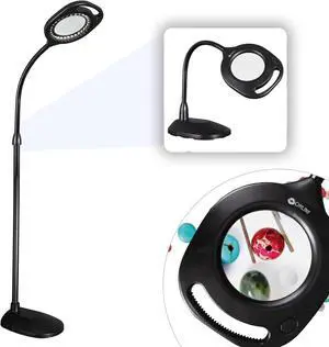 OttLite 2-in-1 ClearSun LED Magnifier Light Floor and Table Lamp  Optical Grade Hands-Free Magnifying LED Light, Modern Design for Crafting, Sewing, Reading, Needlework