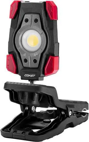 Coast CL10R 1000 Lumen Rechargeable Dual Power Rotating LED Magnetic Clamp Light, Black/Red