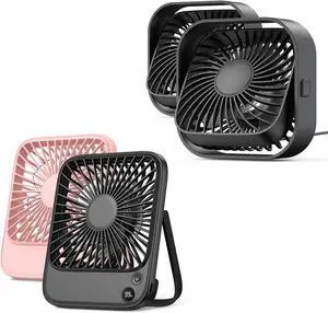 TOPK 2Pack Desk Fan Rechargeable K65 & 2Pack USB Desk Fan K51