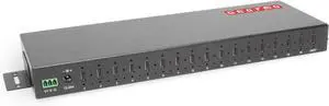 Gearmo Rugged 16 Port USB 3.2 Gen 2 Type-C Hub, 10Gbps, Rack Mount, ESD Surge Protection