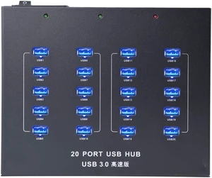 A-213P 20-Port USB 3.0 Dual-Host Hub, 110W, 1A/Port | 20 USB 3.0 ports with dual-host architecture and two 10-port groups for parallel QA, testing and multi-computer workflows A-213P 20-Port USB 3.0 Dual-Host Hub, 110W, 1A/Port | 20 USB 3.0 ports with dual-host architecture and two 10-port groups for parallel QA, testing and multi-computer workflows