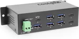 Coolgear 7 Port USB 3.2 Gen 1 Type-C Hub w/ESD Surge Protection & USB-C Upstream