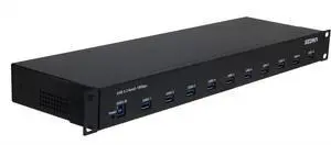 SEDNA - 19 Inch 1U Rack Mount 10 Port USB 3.2 Gen II Hub (10Gbps) with 5V 10A AC/DC Adapter