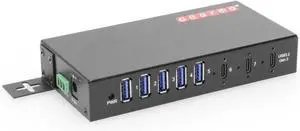Gearmo 7-Port USB 3.2 Gen 2 Hub w/ 2 Type-C & 5 Type-A Ports, Surge Protection & Mounting Options