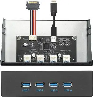 Xiwai 10Gbps 4 Ports HUB Front Panel USB 3.1 Type-A & Type-C to Motherboard Type-E Connector Cable 10Gbps for 5.25" CD-ROM Bay Tray