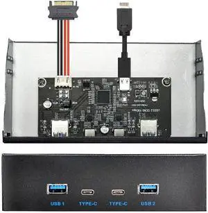 Xiwai 10Gbps USB 3.1 Front Panel Type-A & Type-C 4 Ports HUB to Type-E Connector Motherboard Cable 10Gbps for 5.25" CD-ROM Bay Tray