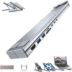 8 in 1 USB C Laptop Docking Station Stand, USB C Dock Tablet Stand, 8 in 1 USBS C Hub with 4k HDMI, 2 USBS 3.0, Pd 100w, Universal for Home Offices, Corporate Desks, and Cafes (1)