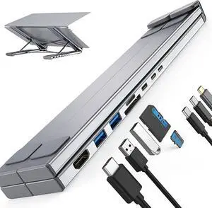 Civilizek 8-in-1 USB-C Laptop Stand, Pickelect.Pro/Upliftjoysq/Civilizek Laptop Stand Docking Station, 2 USB 3.1, Pd 100w, 4k HDMI, for Home Offices, Corporate Desks