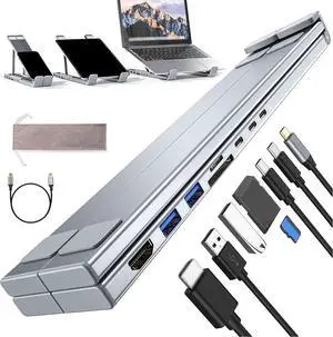 Civilized 8-in-1 USB-C Laptop Stand, 2025 New Laptop Stand for Desk, Portable Type C Hubs Adapter, with 2 USB 3.0, Pd 100w, Universal for Home Offices, Corporate Desks, and Cafés