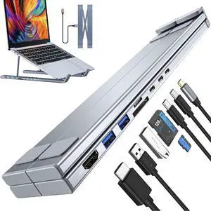 Upliftjoysq 8-in-1 USB-C Laptop Stand, Civilizek/Pickelect Pro 8-in-1 USB-C Laptop Stand, with Video Interface, USB Interface, PD Interface, for MacBook, Dell, Home Office (8 in 1)