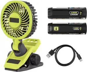 FVF51K-FVB02 Fits for RYOBI USB Lithium Clamp Fan Kit with USB Lithium 2.0 Ah Lithium Rechargeable Battery