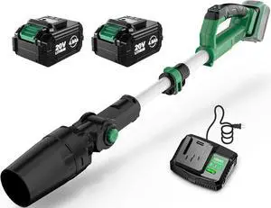 KIMO Cordless Leaf Blower with Battery and Charger, 310000RPM Brushless Motor, 37 Inch Adjustable Pole, 650CFM 280MPH, 3Speeds w/Smart Panel, 2Pack 4000mAh Battery Operated Leaf Blowers for Lawn Care