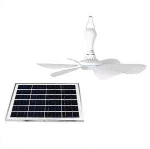 Outdoor Solar Ceiling Fan Camping Fan USB Speed Control Small Ceiling Fan Plug-in Resin Fan Blade Hollow Design with Hook Easy Disassembly Assembly White 5w/6w/10w