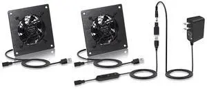 Quiet 4" (80MM) USB DC Cooling Fan - 5V/12V IPX5 Waterproof, 10-Speed Adjustable, Perfect for Home Theater AV Cabinets, Greenhouse, Kennel & Computer Parts