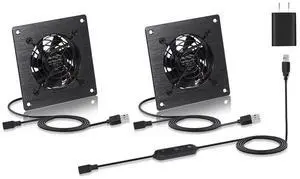 4 Inch (80mm) USB DC Quiet Cooling Fan - 5V/12V IPX5 Waterproof with 10 Speed Control, Ideal for Home Theater AV Cabinets, Greenhouse, Kennel & PC Components