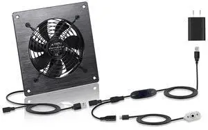 6-Inch (120mm) Temperature-Controlled Silent Cooling Fan - USB/DC, 5V/12V Dual Voltage, 10-Speed Adjustable, Ideal for AV Cabinets, Server Racks & Greenhouses