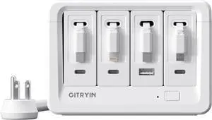 Gitryin 1 Micro USB Retractable Wall Charger, 1 Lightning Retractable Wall Charger, 2 Type-C Retractable Wall Chargers with 1 USB A Port and 8-in-1 Desktop Charging Station Gitryin 1 Micro USB Retractable Wall Charger, 1 Lightning Retractable Wall Charger, 2 Type-C Retractable Wall Chargers with 1 USB A Port and 8-in-1 Desktop Charging Station