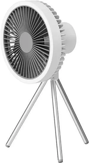 Portable USB Tripod Fan Outdoor Camping Lighting Fan Multifunctional Rechargeable Mini Ceiling Fan for Home Desktop Tent,White